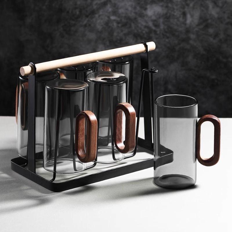 Tazza da tè con manico in vetro e legno – Tazza da caffè in borosilicato ad alta capacità