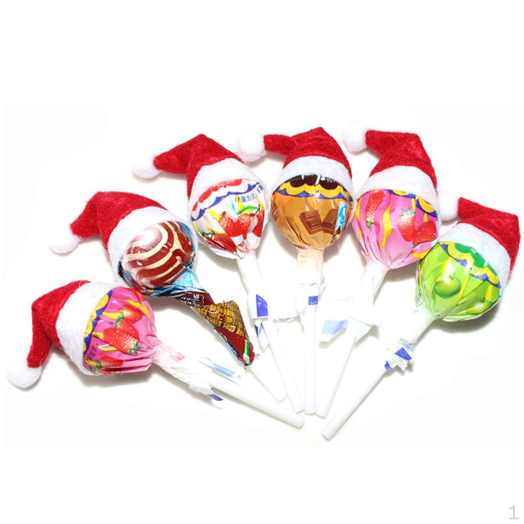 

6 Pieces Mini Hat Christmas Holiday Lollypop Top Topper