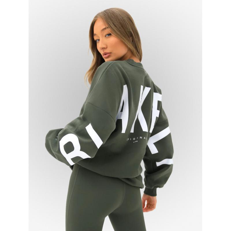 Neuer grenzüberschreitender europäischer und amerikanischer Mode-Druck verdickter vielseitiger langärmeliger lockerer Pullover weibliche Trendmarke