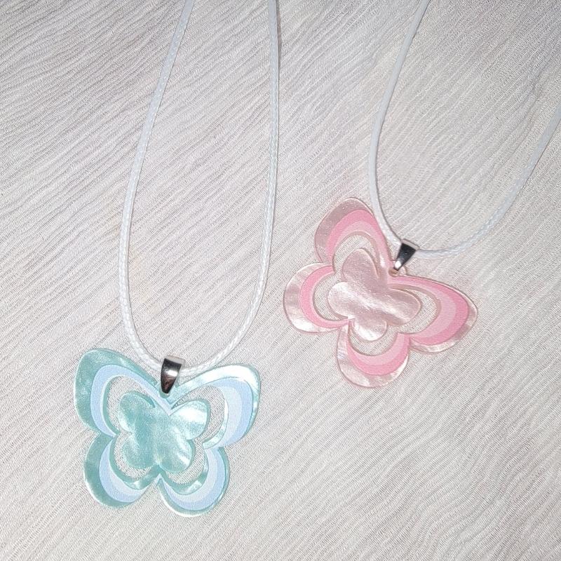 Charming Countryside Style Butterfly Necklace Acrylic Butterfly Charm Clavicle Chain Crystal Cord Choker Jewelry Gift