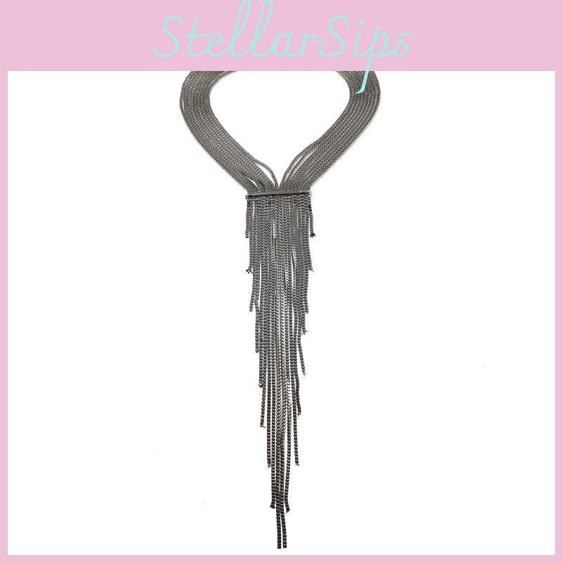 Exaggerated Tassel Necklace With Rhinestones And Geometric Design For Trendy Summer Outfits