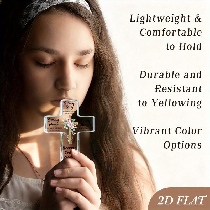 2D Flat Cross Acrylic Desktop Ornaments Desktop Decor, Religious Christian Gift, Suitable for wall decoration, porch, room, villa, accents Home, Hallw