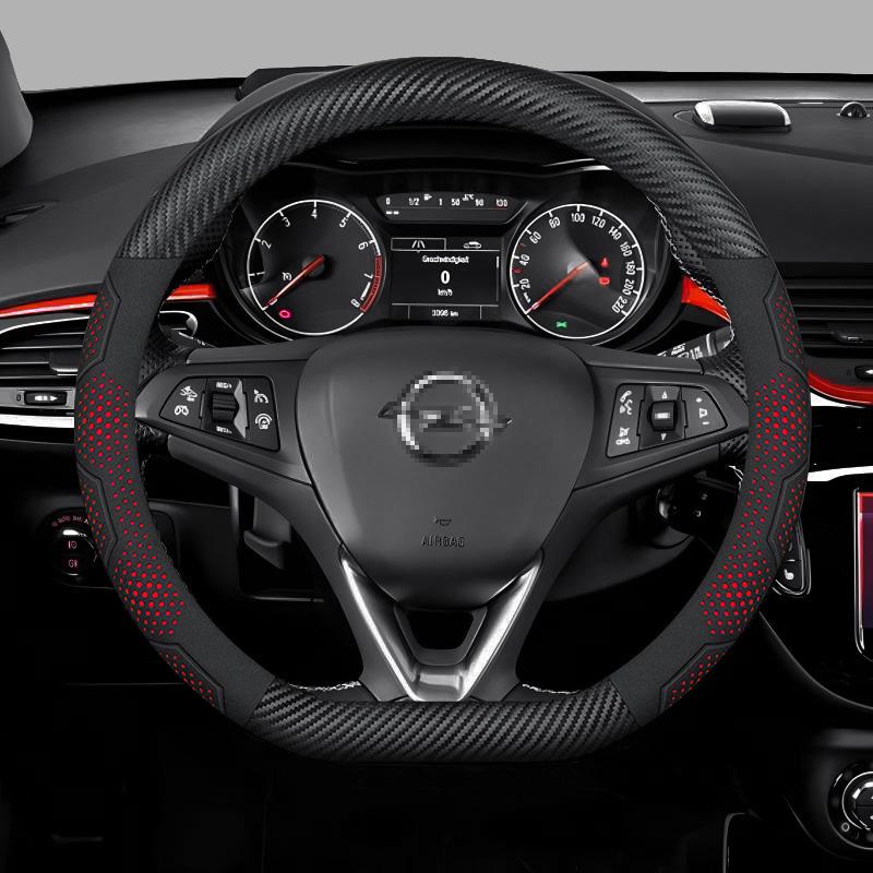 Opel OPCline ASTRA CORSA INSIGNIA MOKKA VECTRA GTC Tigra Carbon Fiber Suede Leather Car Steering Wheel Cover Auto Accessories