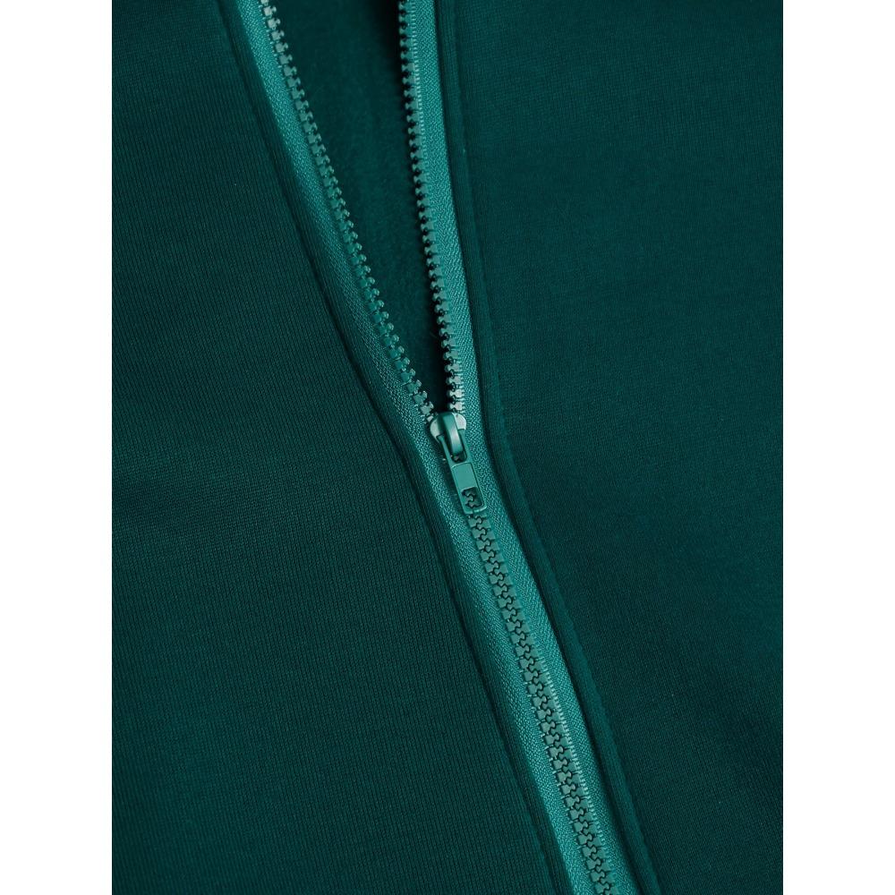 Letter Printed Zipper Hooded Sweatshirt, Kangaroo Pocket, Fashionable Long Sleeved Hooded Sweatshirt, Autumn and Winter Loose Casual Top