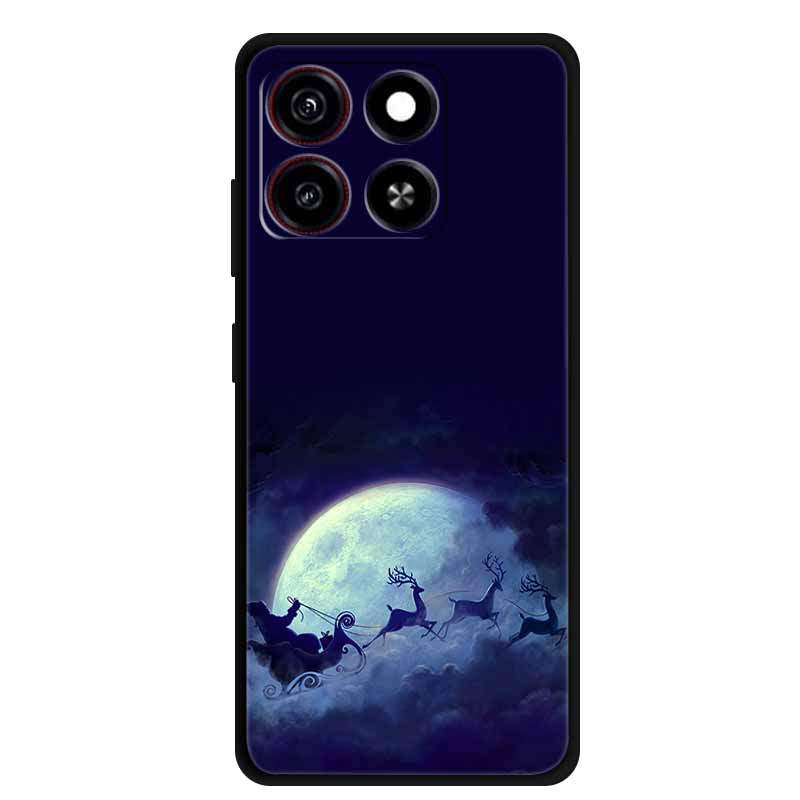 Christmas Cover For ZTE Blade A35 A55 Case Black Silicone Cases for ZTE Blade A55 Cartoon Santa Claus Christmas Tree Back Cover