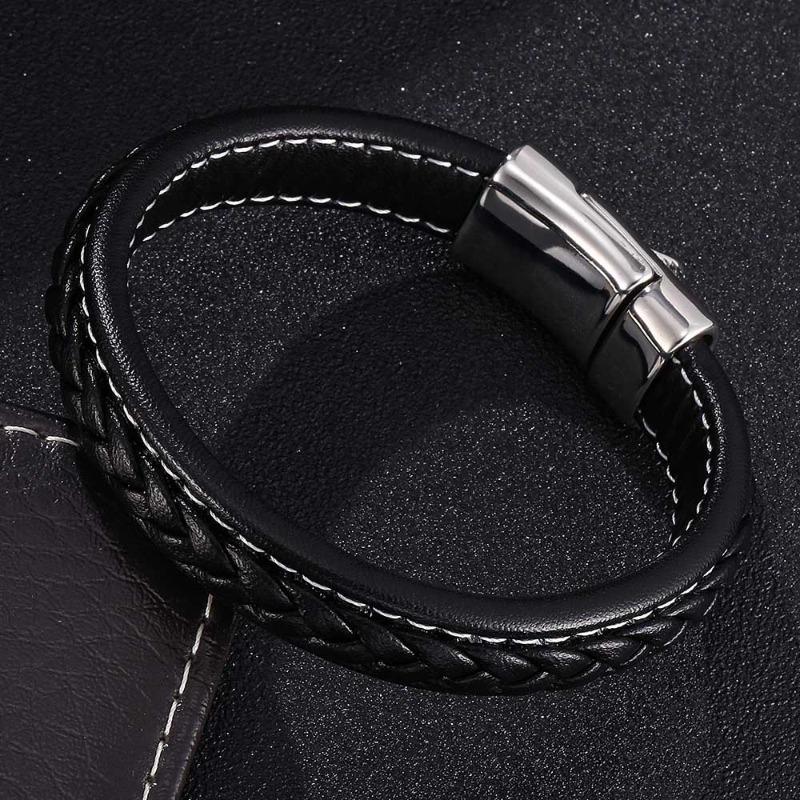 Meier Stainless Steel Magnetic Clasp Bracelet - European and American Trendy Men's Skull Bangle