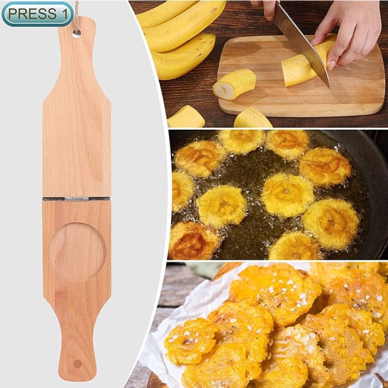 Green Plantain Wood Tostonera Wood Tostonera Plantain Press Tool Fried Plantains Maker 2in1 Banana Smasher and Maker