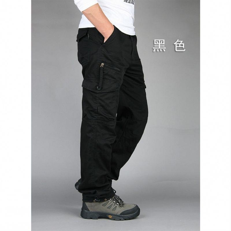 Men's Straight Leg Cargo Pants Casual Military Green Cotton Canvas Work Pants