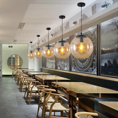 Glass Ball Pendant Lights Retro Loft Industrial Hanging Lamp Kitchen Led Suspension Luminaire Bedroom Home Decor Light Fixtures