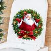 Santa Claus Christmas Wreath Toilet & Tank Removable Sticker - Festive Bedroom & Living Room Decor