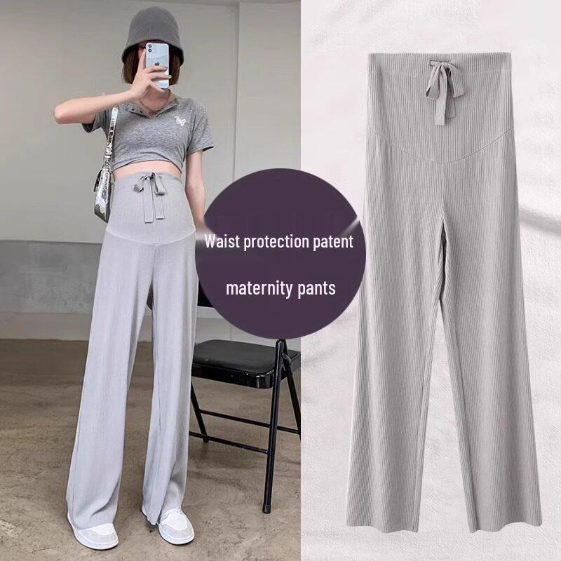 

Maternity High Waist Ice Silk Wide-Leg Pants with Tummy Support - Spring/Summer 2026 Collection Large [110-135 lbs] сірий колір