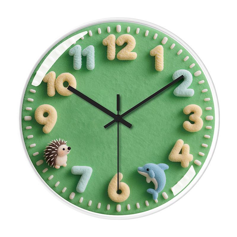 Creative Light Luxury Cartoon Wall Clock for Children's Room - Simple Cream-Style High-End Design