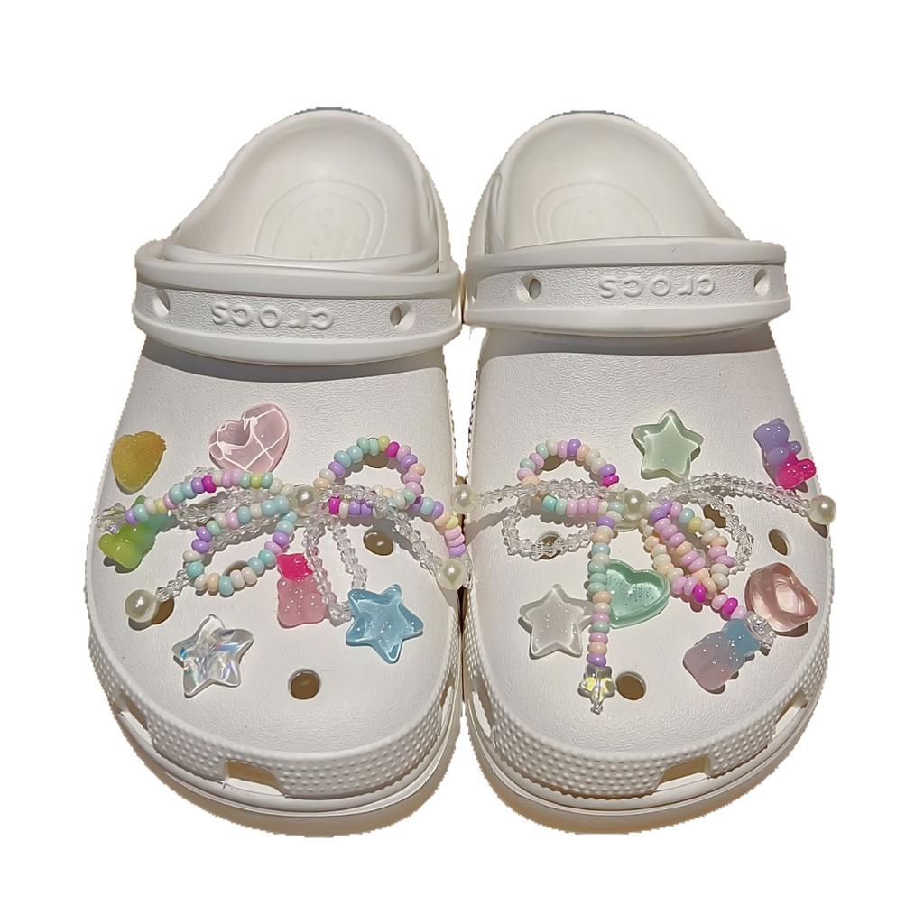 Handmade Beaded Shoe Charms Fairy Style Summer DIY Accessories for Croc Clogs Sandals Decoration