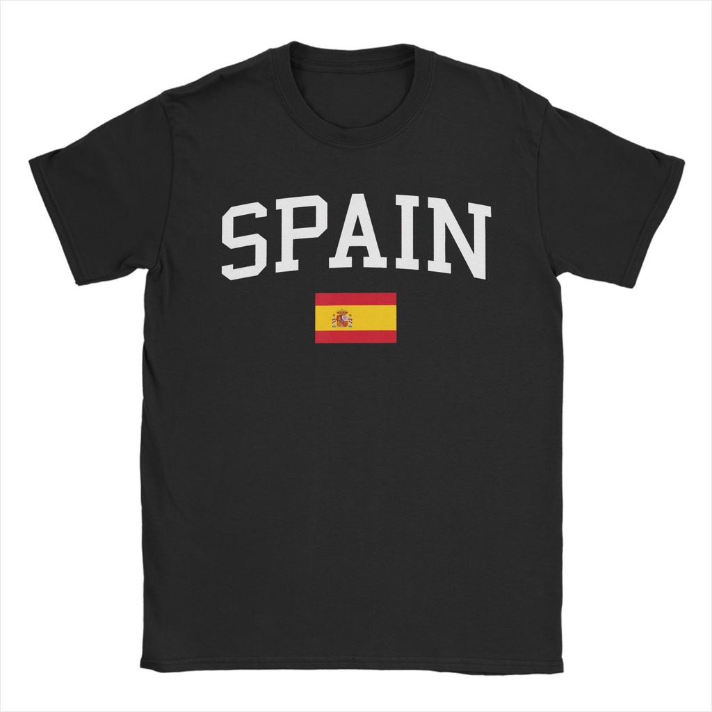 SPAIN Flag Vintage Distressed Cotton T Shirt For Men Summer Streetwear T Shirts Crewneck Fashion Tees Big Size Casual Clothes