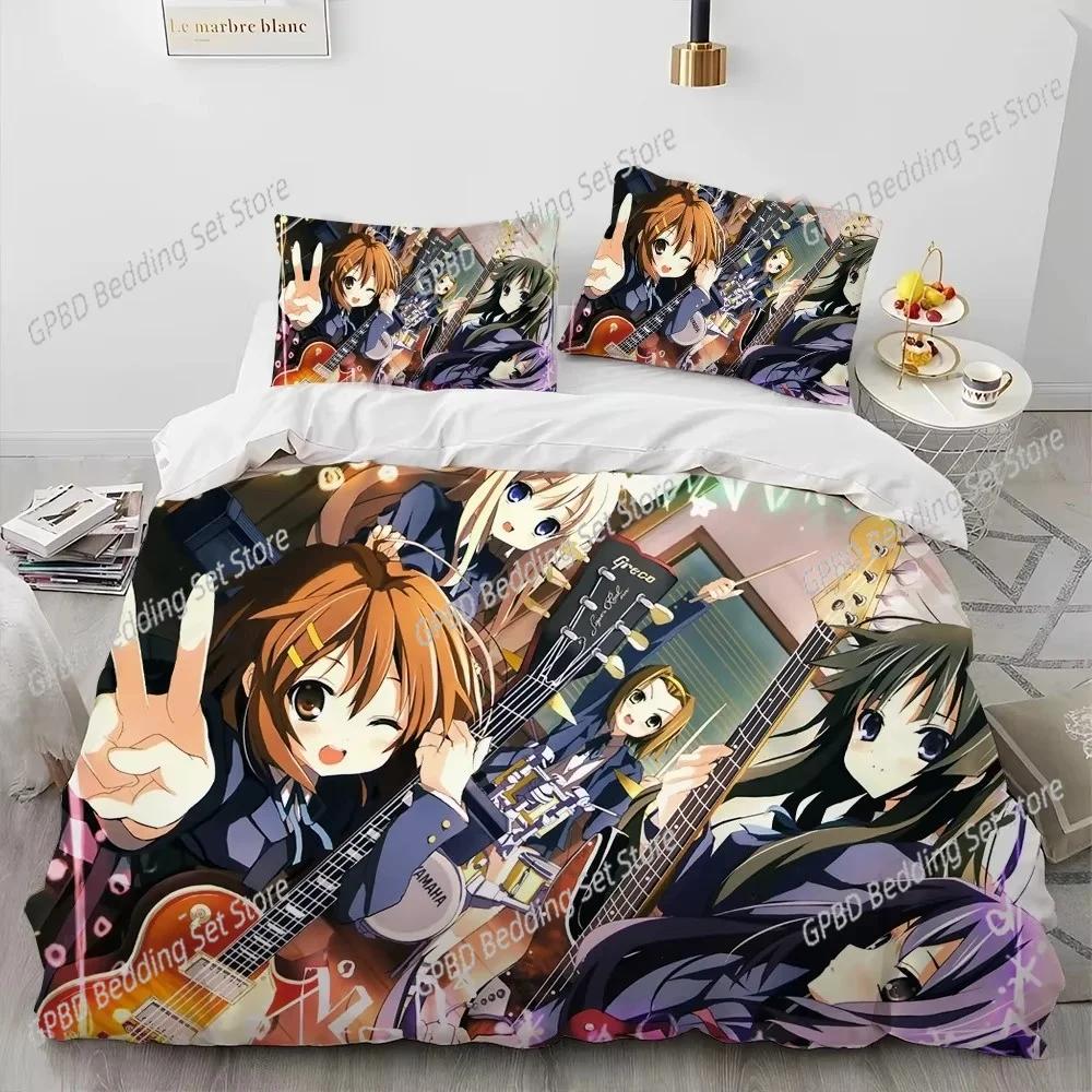 Comforter K-On Kawaii Girls Anime Bedding Set 3D Printed Suitable For Bedroom Kids Home Textile
