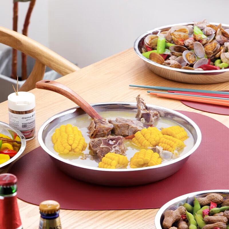 CHAHUA 24cm Stainless Steel Deep Plate
