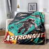 Space Astronaut Flannel Blanket, Soft Warm Throw with Cartoon Spaceman & Planet Print for Kids Bed Sofa, Cozy Bedding for Boys