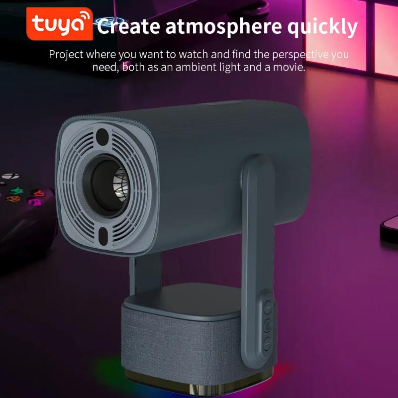 Salange K2 projektor Innebygd 5200mAh batteri 4K HD Bluetooth Android 11 for Cinema Outdoor Proyector med RGB-lyshøyttaler