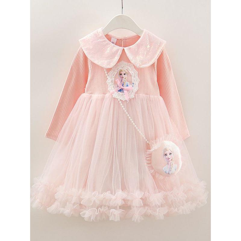 Girls' Elsa Princess Dress Autumn New Style Long Sleeve Fairy Party Dress