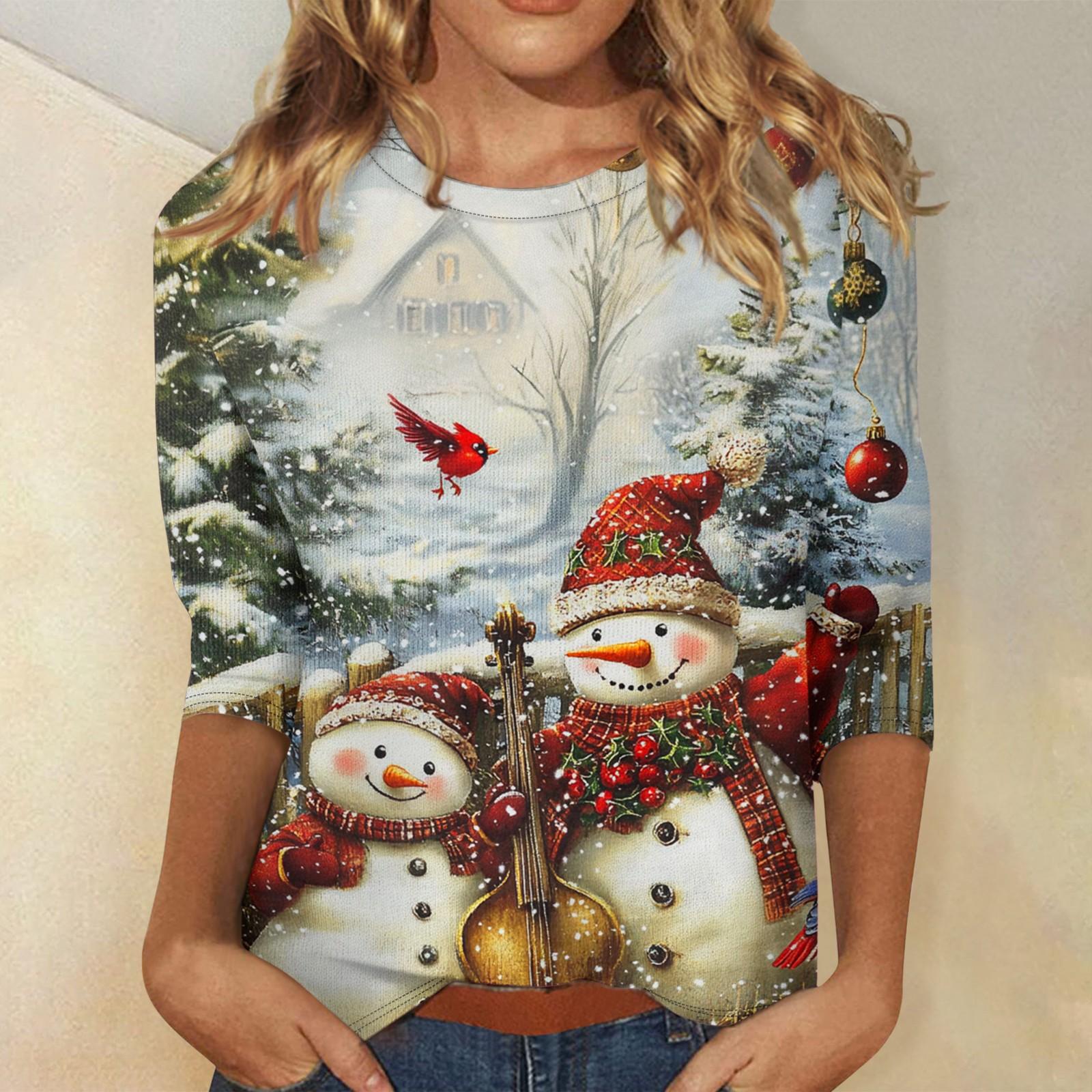 

Женская модная повседневная свободная футболка с круглым вырезом и рукавами 3/4 с принтом, женский топ XXXL