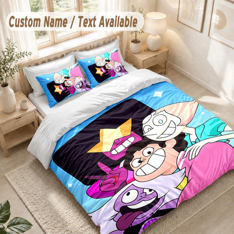 Steven Universe Bettwäsche-Set, 1 Bettbezug & 2 Kissenbezüge Weich Bequem Schlafzimmer Heimtextilien Dekor