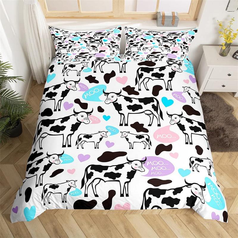 Comforter Queen 3 Pieces Ultra Soft Cow Printed Comforter Set With Zipper Closure And Black White Pink