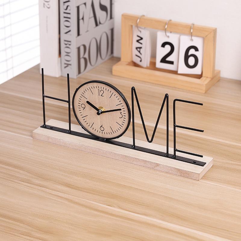 New Creative Clock Ornaments Modern Simple Wrought Iron Letter Clock Home Living Room TV Cabinet Decoration Decoration