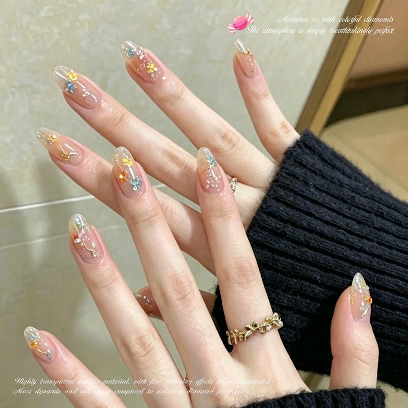 50Pcs Candy Color Ice Flower Nail Art Zircon Charms With Sparkling Effect For Home Diy Nail Salon Decoration