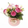 Artificial Rose Flower Plant with Pot (Pink, 6.6 Inch) Home Décor Items for Living Room Balcony Kitchen Bedroom Office Table Top Decoration