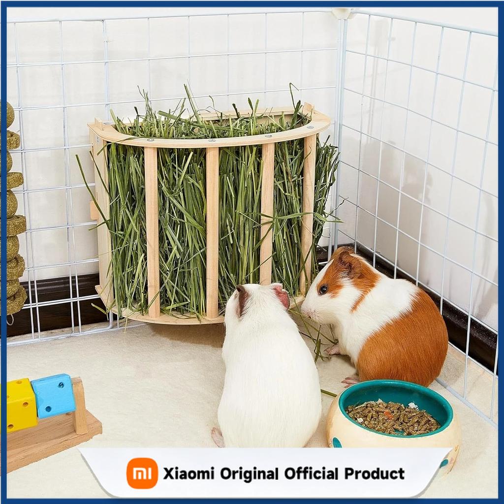 Xiaomi Wooden Guinea Pig & Rabbit Hay Feeder Large Volume Hanging Rabbit Cage Pet Feeding Accessory for Chinchillas Ferrets Small Pets