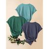 Mother's Day Gift 3 Pack Sun Letter Print Retro Women Round Neck Short Sleeve T Shirts Casual Sports Tops