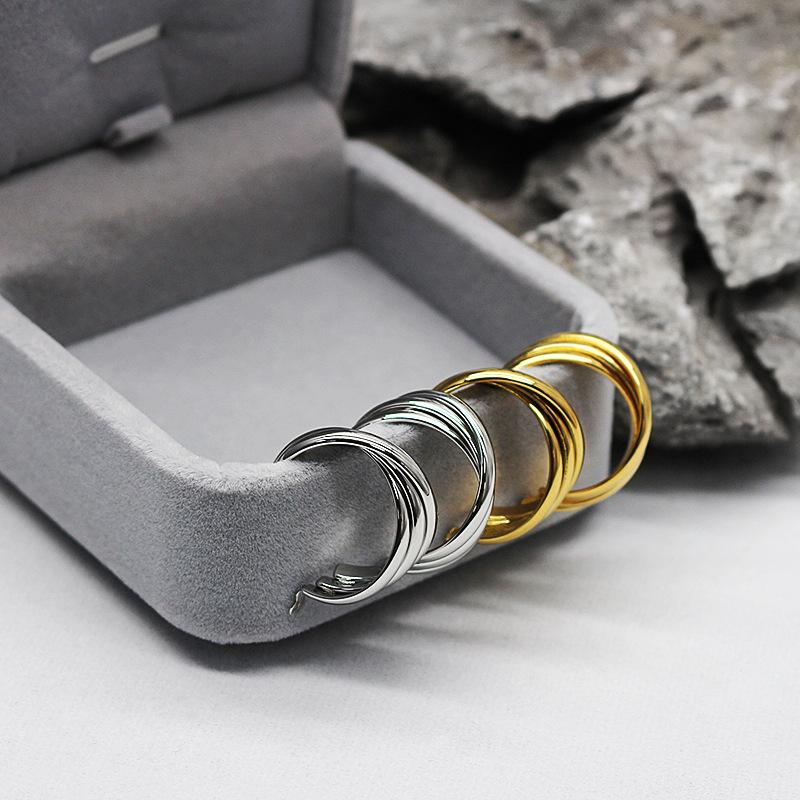 18K Stainless Steel Multi-layer Geometric Circle Earrings for Women - Fashionable and Versatile Design.