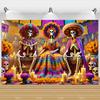 Tło Fotograficzne Dzień Zmarłych Czaszka Nagietek Meksykańska Fiesta Día De Los Muertos Dekoracja Artykuły Imprezowe Akcesoria do Studio Fotograficznego