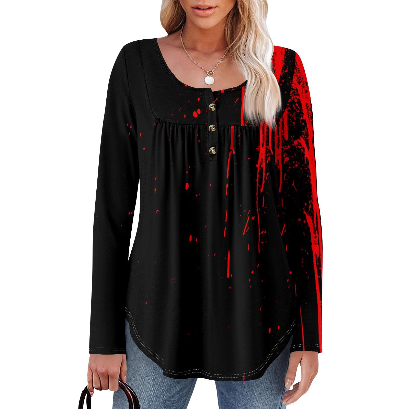 

Женская туника с длинным рукавом, свободные топы, повседневные топы оверсайз, плиссированная туника, застегивающаяся на пуговицы, повседневные женские топы с принтом S чёрный