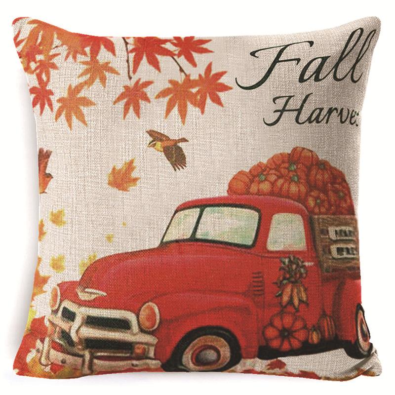 New Autumn Thanksgiving Cushion Cover Home Sofa Decoration Printed Linen Harvest Festival Cushion Cover