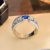 High Quality Big Blue Stone Diamond Ring Gemstone Emerald Tourmaline Pariba Jewelry Wedding 925 Silver Ring for Women