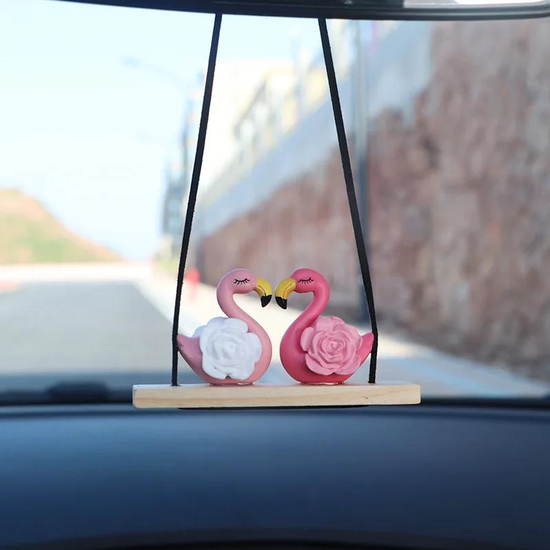 1PC Couple Car Pendant Pink Car Rearview Mirror Swing Pendant Can Back and Forth Creative Pendant