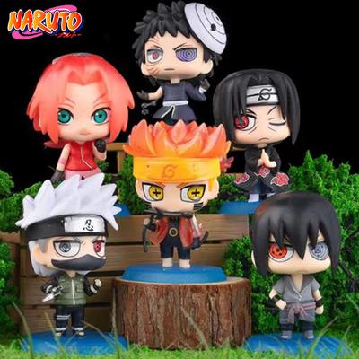 6pcs/set Naruto Shippuden Anime Figure Hinata Sasuke Itachi Kakashi Obito Action Figures Q Version PVCToys Dolls Kid Gift
