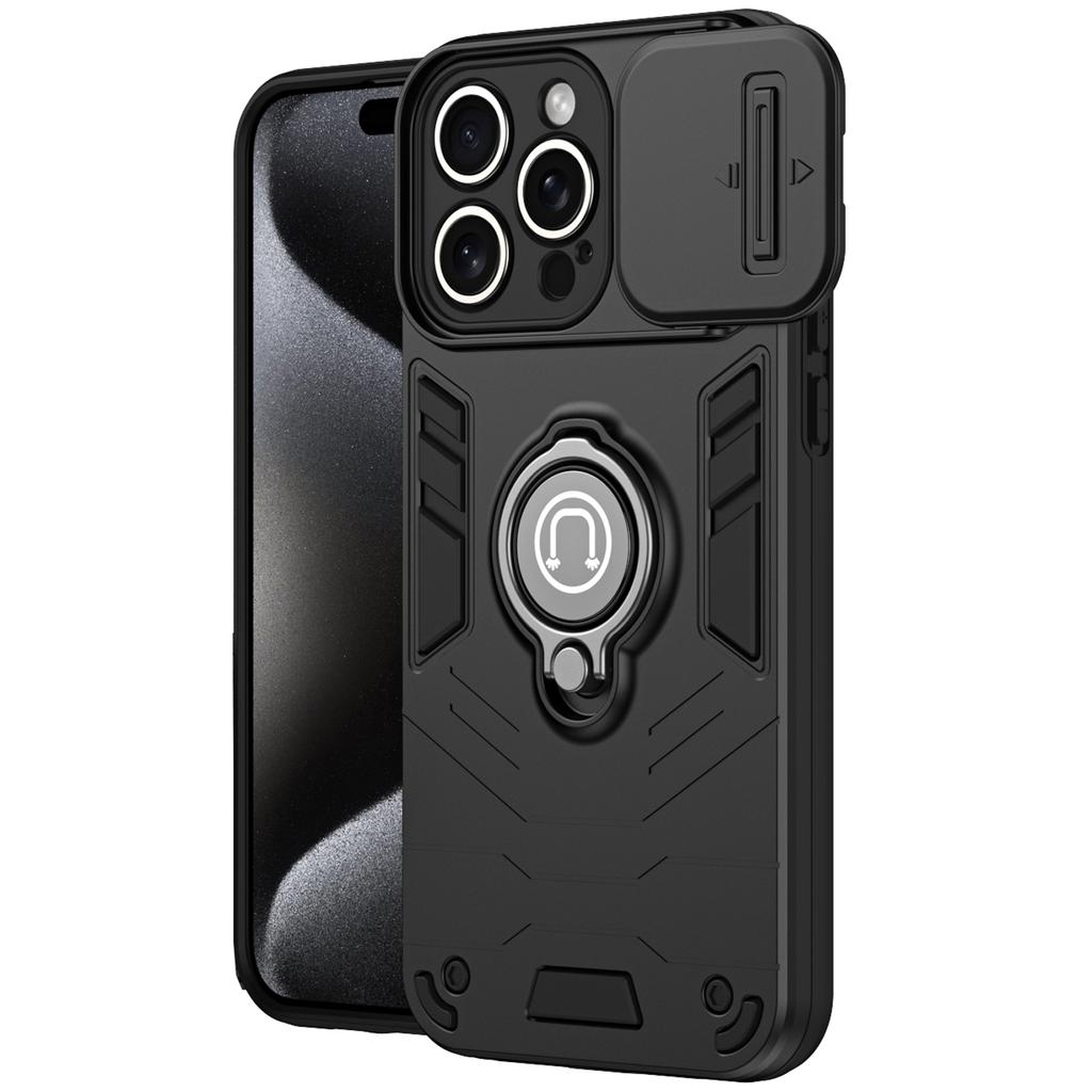 Para iPhone 16 Pro Case Slide Camshield Kickstand PC+TPU Capa de telefone