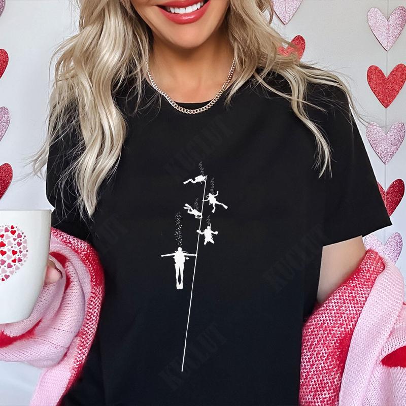 Divertente Stampa Grafica Subacqueo T Shirt Subacqueo Top Moda Girocollo Manica Corta Taglie Forti Donna T-Shirt