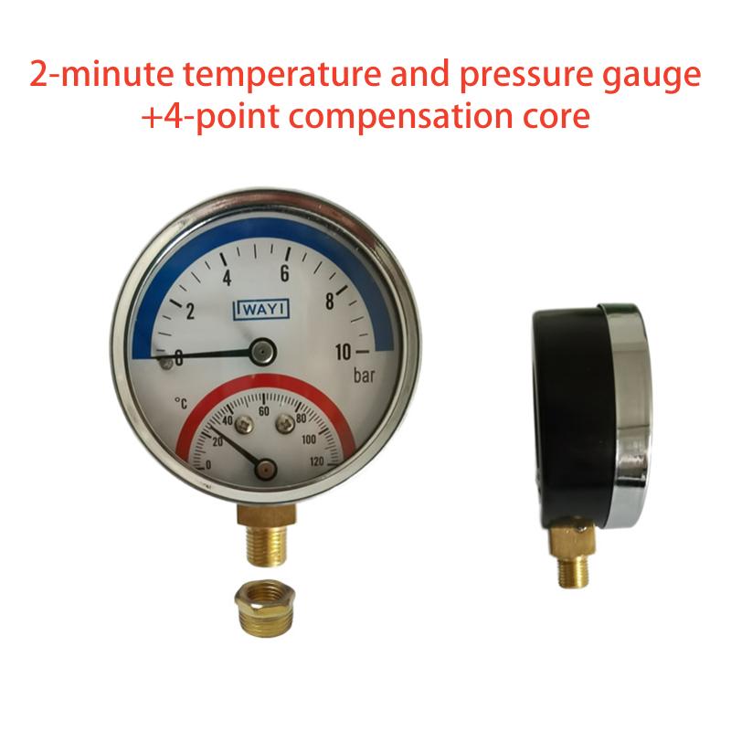 2-In-1 Pressure Gauge And 10 Bar Temperature And Pressure Gauge Temperature 0-120°C Temperature And Pressure Meter