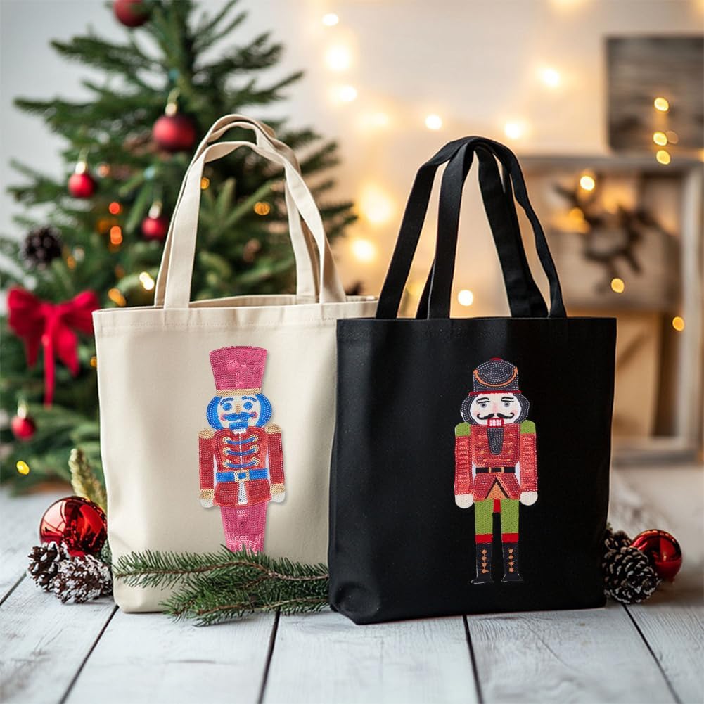 INFUNLY 8pcs Nutcracker Sequin Patch Colorful Iron On Soldier Embroidery Patch Sew On Guard Sequin Patch Applique with 3 Styles Fabric Decorative