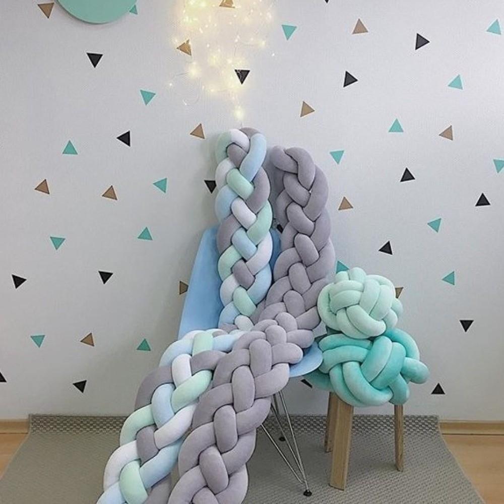Handmade Bed Bumper Soft Plush Braided Pillow Baby Crib Bumper Crib Protector Baby Bed