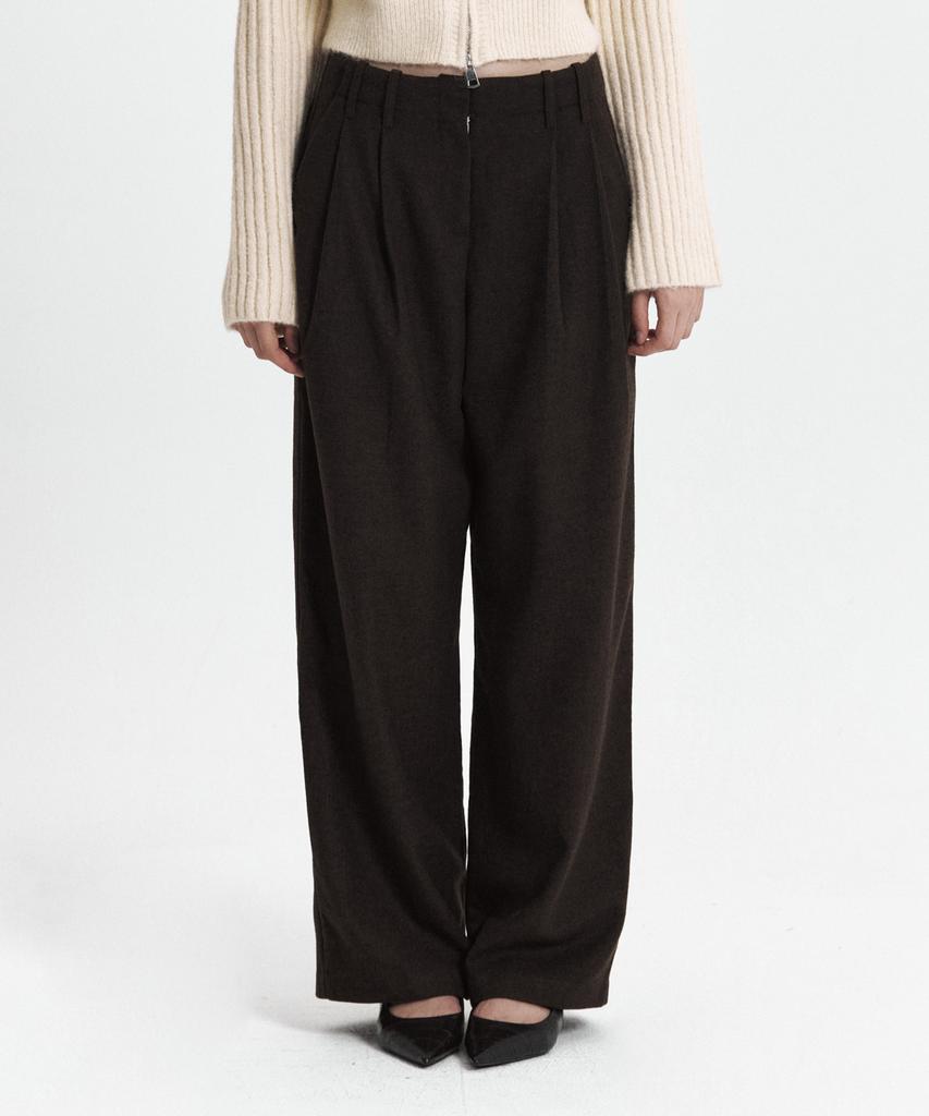 Kyuliti C Double Loop Wide Wool Slacks_Brown