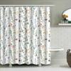 Tenda da Bagno Floreale ad Acquerello: Fiori Eleganti Foglie Decorazione Doccia Rosa Giallo Verde Bianco Sfondo Modello Tessuto Bagno W