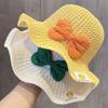 Baby Straw Hat Sweet Cute Summer Big Bowknot Wide Brim Breathable Sunshade Cap For Girls Children Outdoor Travel Beach Hats 3-8Y