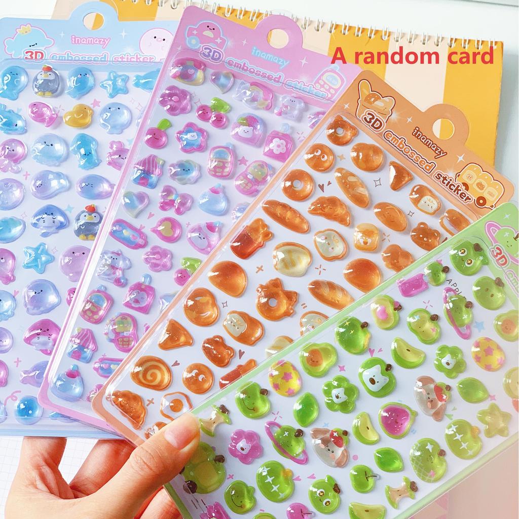 3D Puffy Cartoon Sticker Sheet Ocean Animal Bread Fruit Kawaii Stickers For Phone Case Laptop Journal Scrapbook Diy Decoration