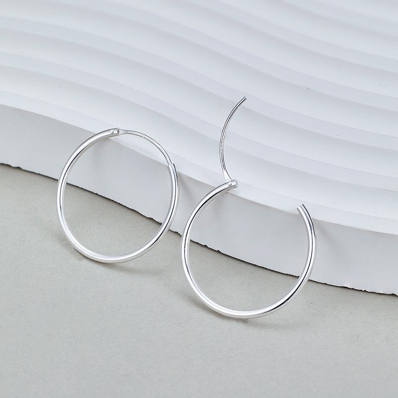 Cercei clasici rotunzi din argint sterling S925 - Cercei eleganti, simpli și contemporani pentru femei