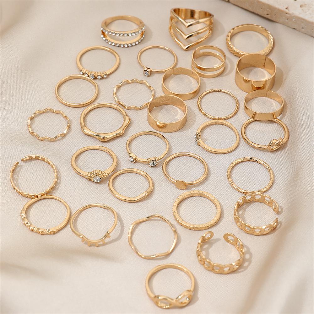 30Pcs Bohemian Geometric Knuckle Rings Set For Women Gold Silver Color Finger Ring Girls Fashion Party Jewelry Accessories