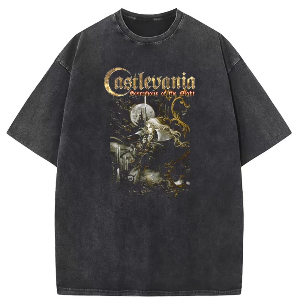 

Castlevania Symphony of The Night Tshirts Washed Printed on Retro T Shirt for Men Clothes Long Sleeve Sweatshirts Harajuku S